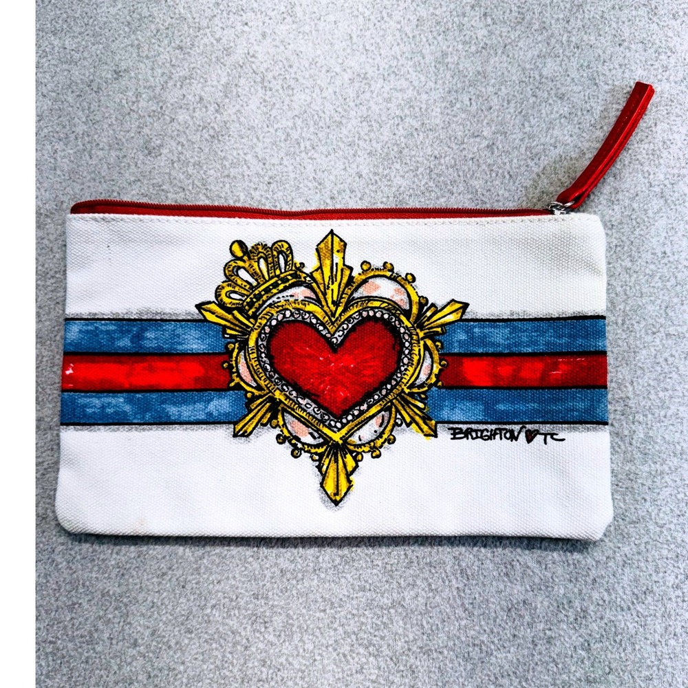 Brighton Heart Canvas Zip Cosmetic Makeup Pouch Travel Organizer Tom Clancey Art